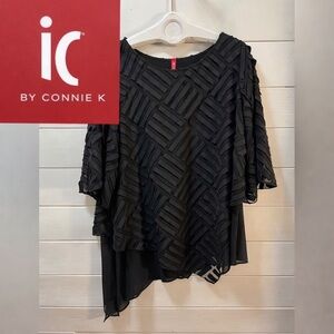 I.C. BY CONNIE K – Black Textured Layered Top – Size XL
